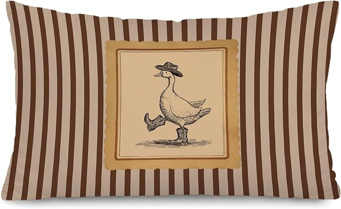 Western Cowboy Goose 12x20 Pillow Cover, Cowboy Nursery Decor, Southwestern Brown Striped Decorat... | Amazon (US)