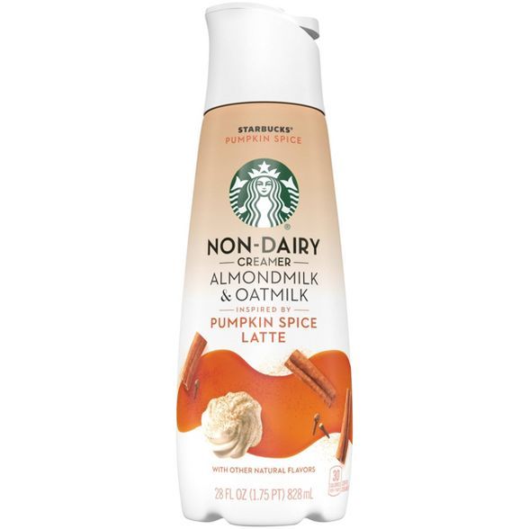 Starbucks Pumpkin Spice Flavored Almondmilk & Oatmilk Non-Dairy Liquid Coffee Creamer - 1.75pt | Target
