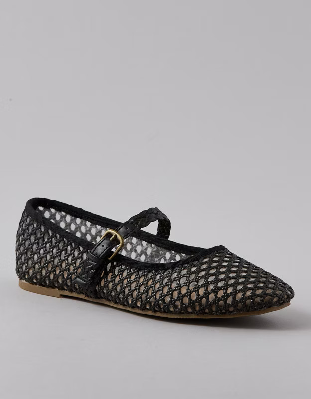 AE Raffia Mesh Mary Jane Flats | American Eagle Outfitters (US & CA)