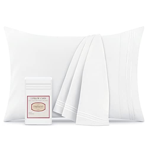 Mellanni White Pillow Cases Standard Size Set of 2 - Pillow Covers - Pillow Protector - Hotel Luxury | Amazon (US)