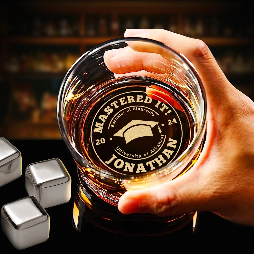 Custom Masters Degree Graduation Gifts - Personalized Mastered It Whiskey Glass Grad Gift for Him... | Etsy (US)