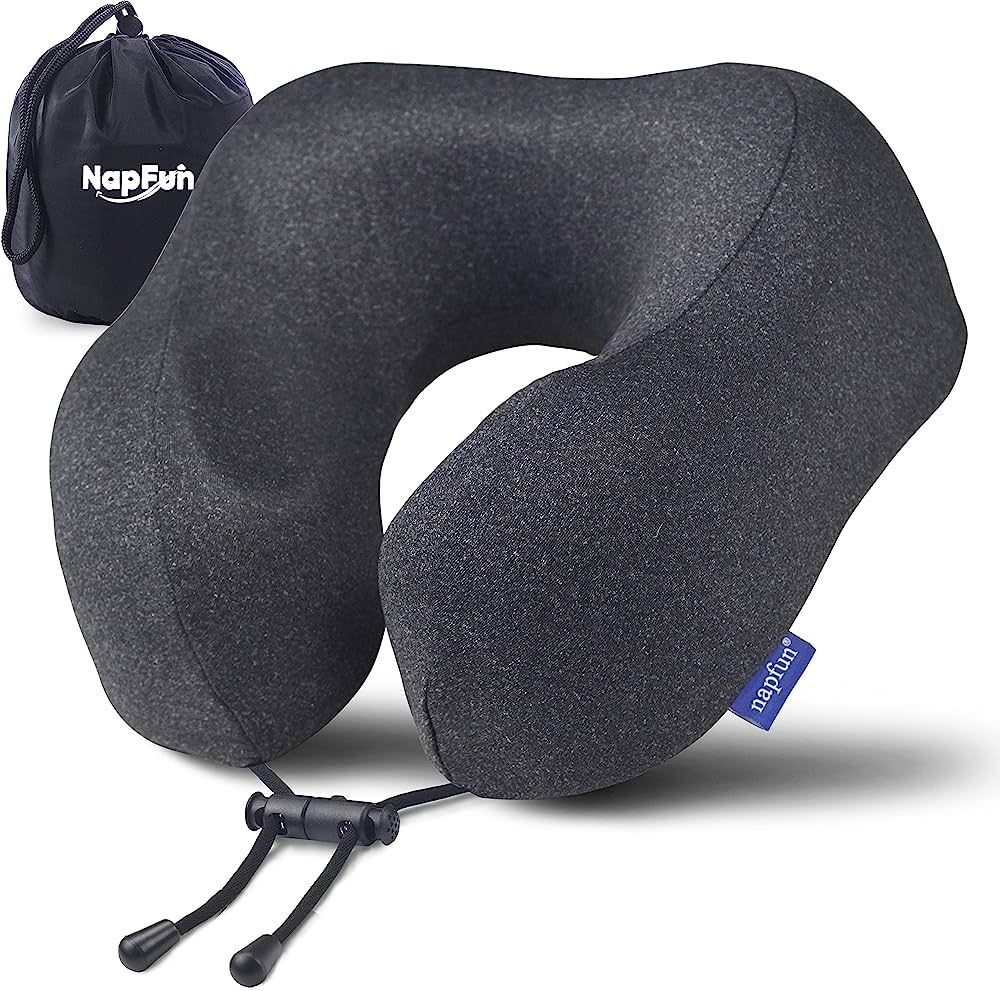 napfun Travel Pillow, Travel Accessories & Travel Essentials for Airplane Upgraded 100% Pure Memo... | Amazon (US)