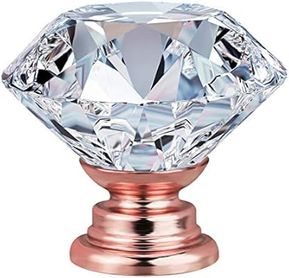 12 Pcs 30MM Crystal Clear Glass Cabinet Dresser Knobs Diamond Shape Drawer Knobs Pull Handles for... | Amazon (US)