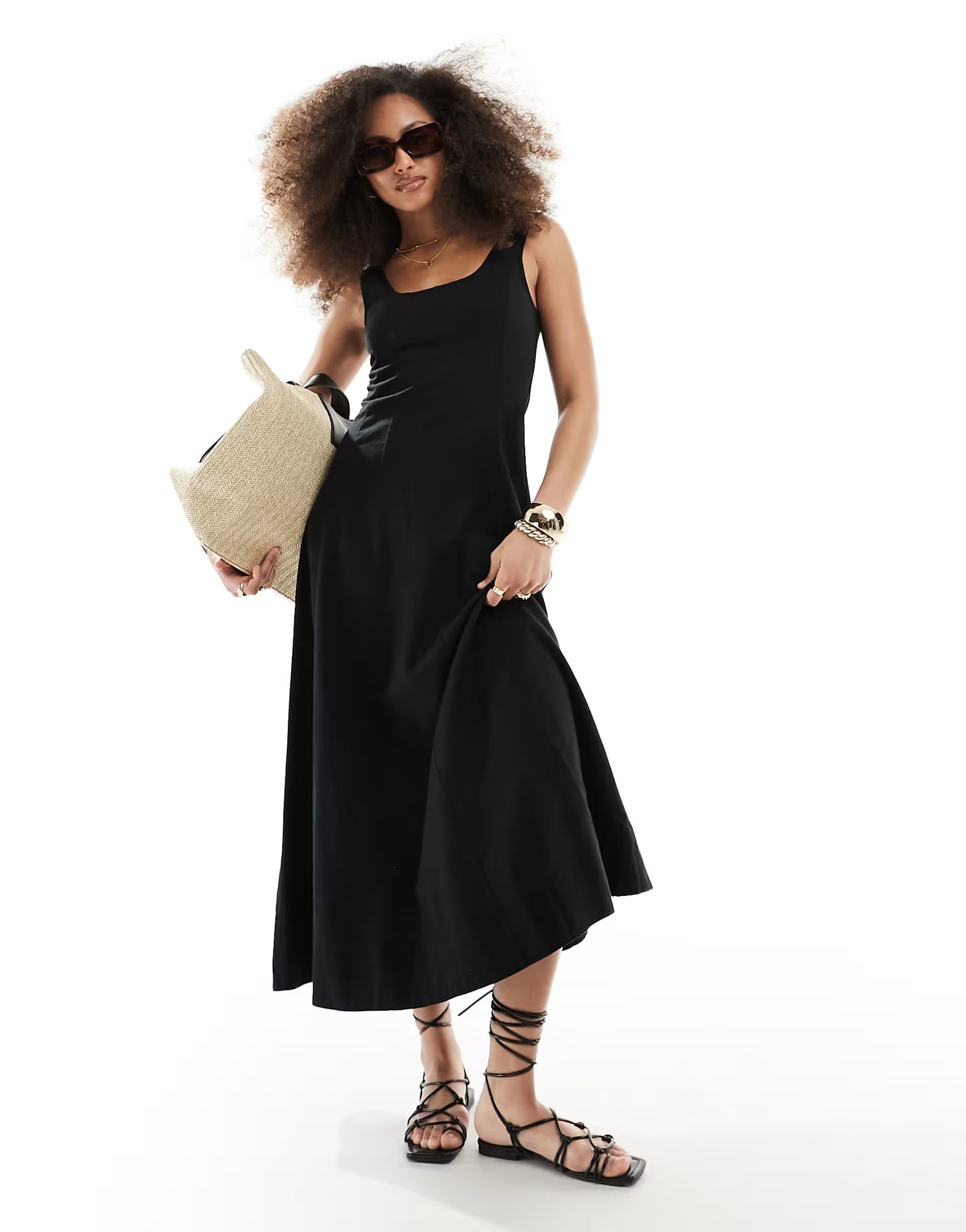 ASOS DESIGN seamed maxi tennis sundress in black | ASOS (Global)