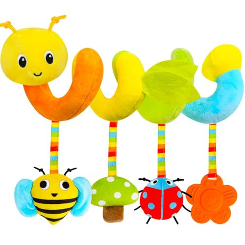Car Seat Toys for Babies 0-6 Months Boy,Baby Spiral Hanging Plush Activity Toys Thank You Gifts for Newborn 0 3 6 9 12 Months Baby Boys Girls | Amazon (US)