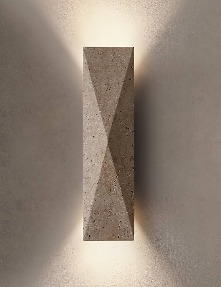Alabaster Wall Sconce, 15.74" Natural Marble Wall Sconce Vanity Light Fixture for Living Room,Mod... | Amazon (US)
