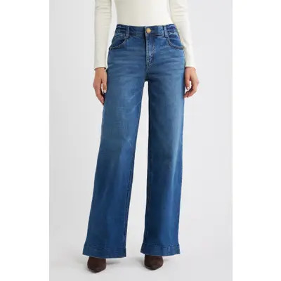 Wit & Wisdom Sam High Waist Wide Leg Jeans in Mid Blue at Nordstrom, Size 00 | Nordstrom