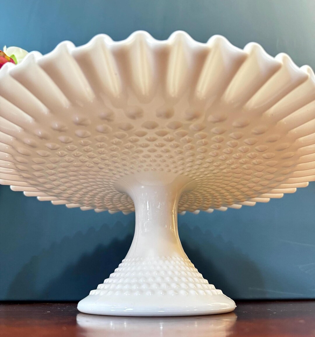 Milk Glass Pedestal Cake Stand | Wedding Cake Stand | Fenton Hobnail 13” - Etsy | Etsy (US)