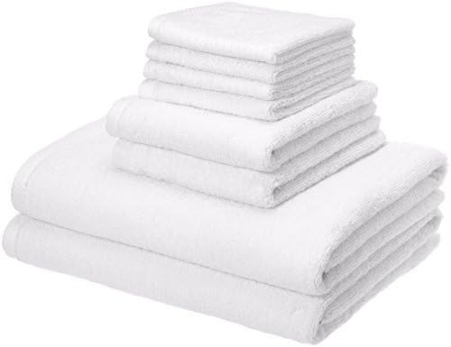 Amazon Basics Quick-Dry Towels - 100% Cotton, 8-Piece Set, White | Amazon (US)