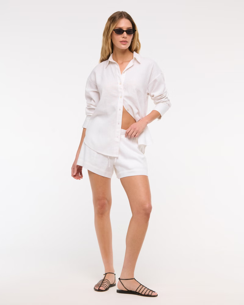 Women's Oversized Linen-Blend Shirt | Women's Tops | Abercrombie.com | Abercrombie & Fitch (US)
