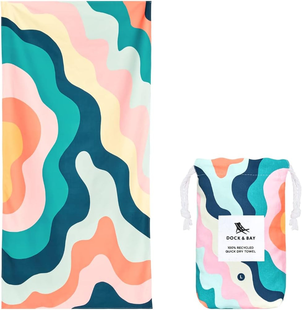 Dock & Bay Beach Towel - Quick Dry, Sand Free - Compact, Lightweight - 100% Recycled - Includes B... | Amazon (US)
