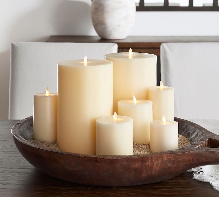 Premium Flickering Flameless Wax Pillar Candles | Pottery Barn (US)