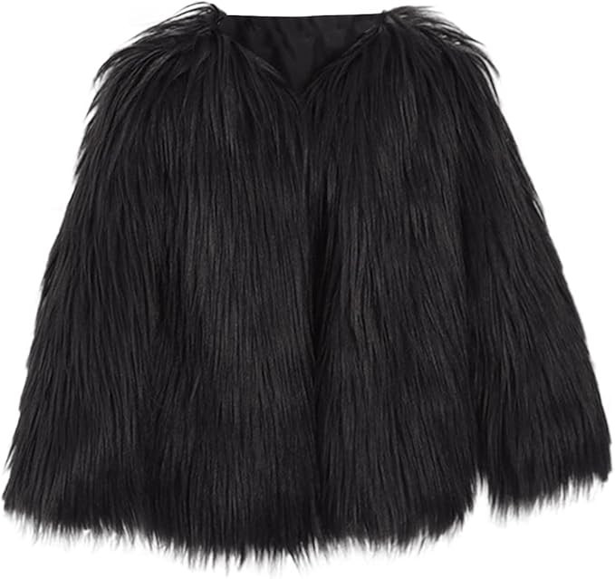 Girls Faux-F𝐮r Jacket Coat Kids Fall Winter Thick Fle𝐞ce Fuzzy Warm Outwear Tops | Amazon (US)