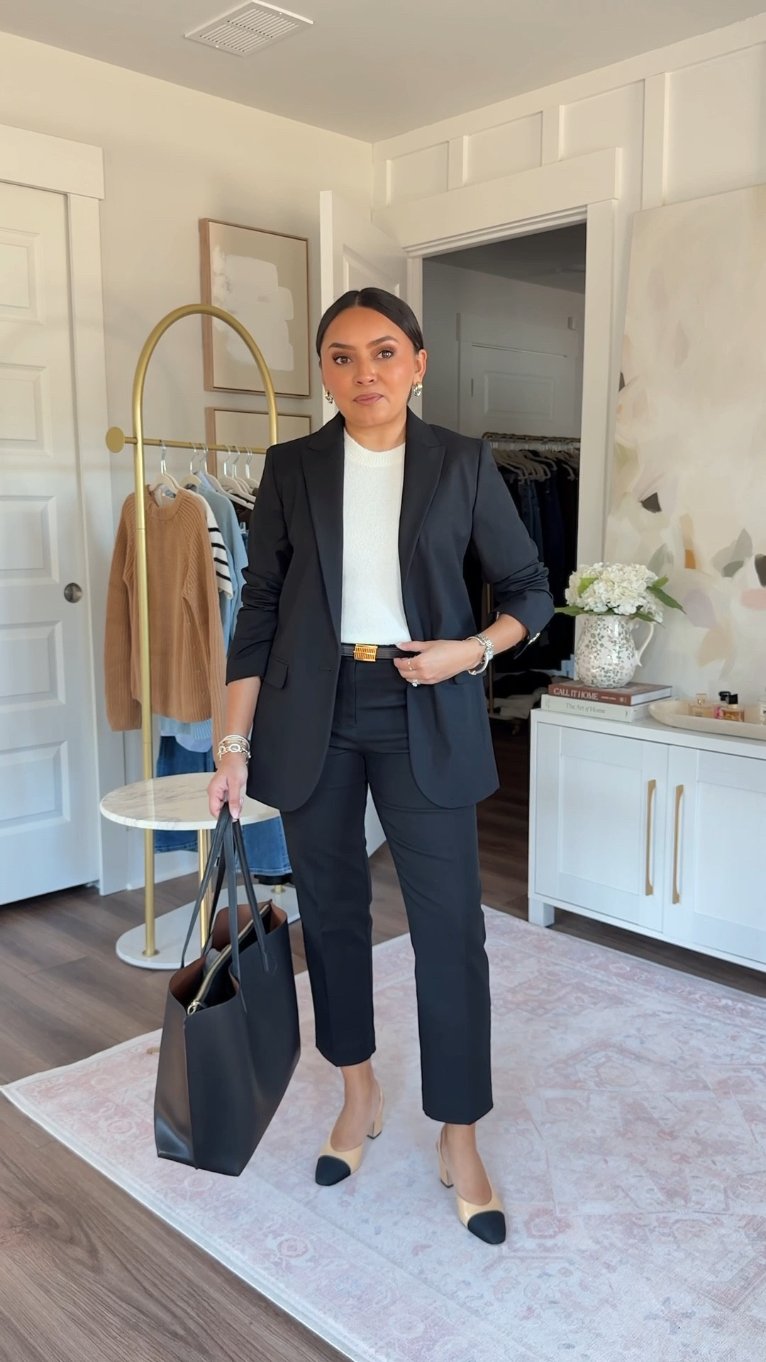 Black blazer - old from Ann Taylor, similar linked
Sweater top is old, similar linked
Black ankle pants size 2 petite TTS
Reversible belt size xs TTS


#LTKPetite #LTKSaleAlert #LTKWorkwear