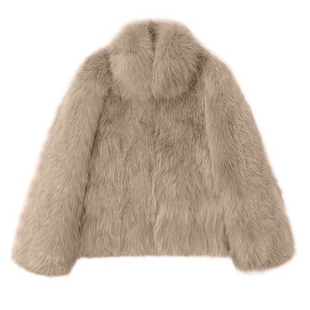 Gnurob Fur Coat for Women Faux Furry Jacket Long Sleeve Coats Cropped Fluffy Jacket Mock Neck Outwear Ladies Fuzzy Teddy Shacket Shaggy Warm Winter ClothesClearance Saving Khaki X-Large | Walmart (US)