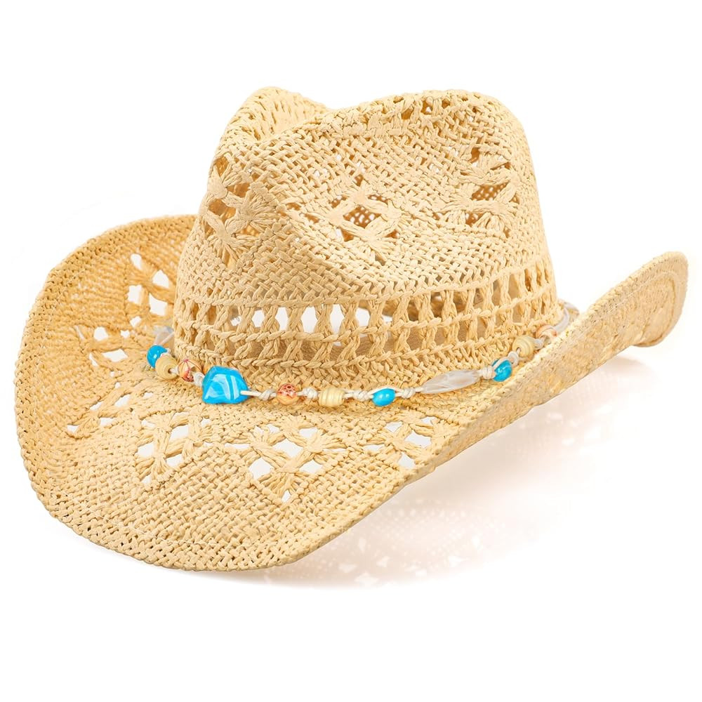 Cowboy Hat,Cowgirl Hat,Cowboy Hats for Women/Mens/Straw Wide with Shapeable Brim Cowboy Hat for W... | Amazon (US)