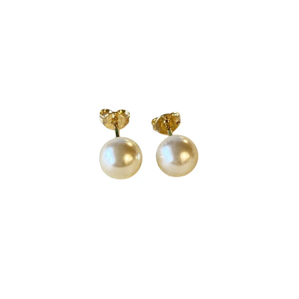18k Gold Filled 8mm Pearl Stud Earrings | EB and Co.