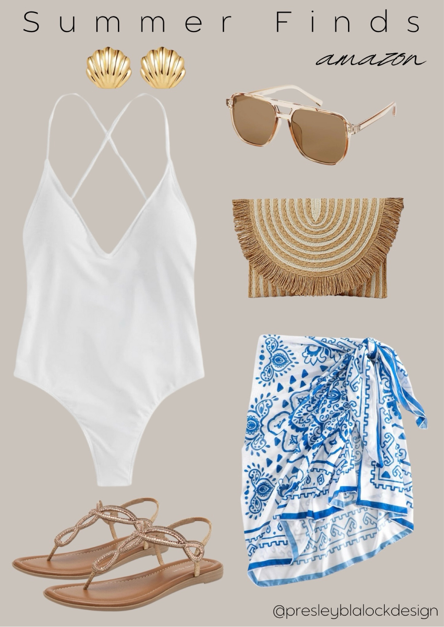 Summer Finds / One Piece Swimsuit / Straw Handbag / Sarong Coverup / Beach Outfit / Amazon Sandals / Amazon Finds / Amazon Sunglasses / Shell earring / Coastal outfit / beachwear / vacation / sale alert 

#LTKFindsUnder50 #LTKSaleAlert #LTKSeasonal
