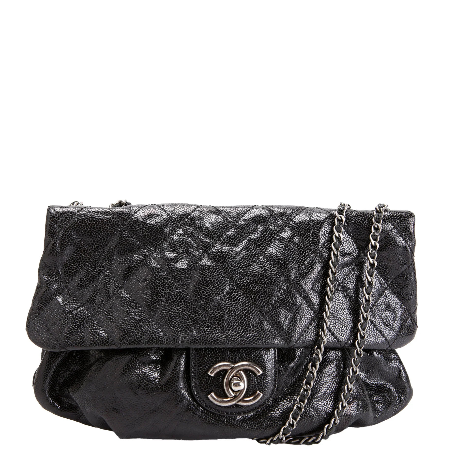 Elastic Flap Medium Caviar Black | Keeks Designer Handbags