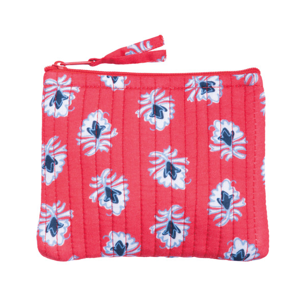Red Americana Block Print Quilted Pouch | Mud Pie