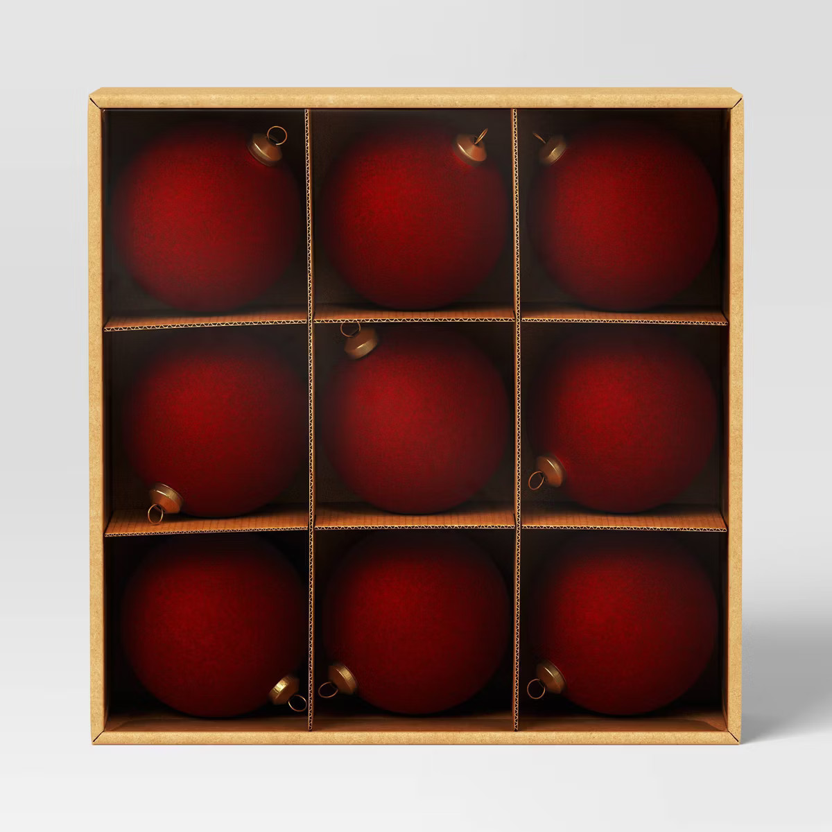 9ct 80mm Christmas Flocked Ball Ornament Set Burgundy - Wondershop™ | Target