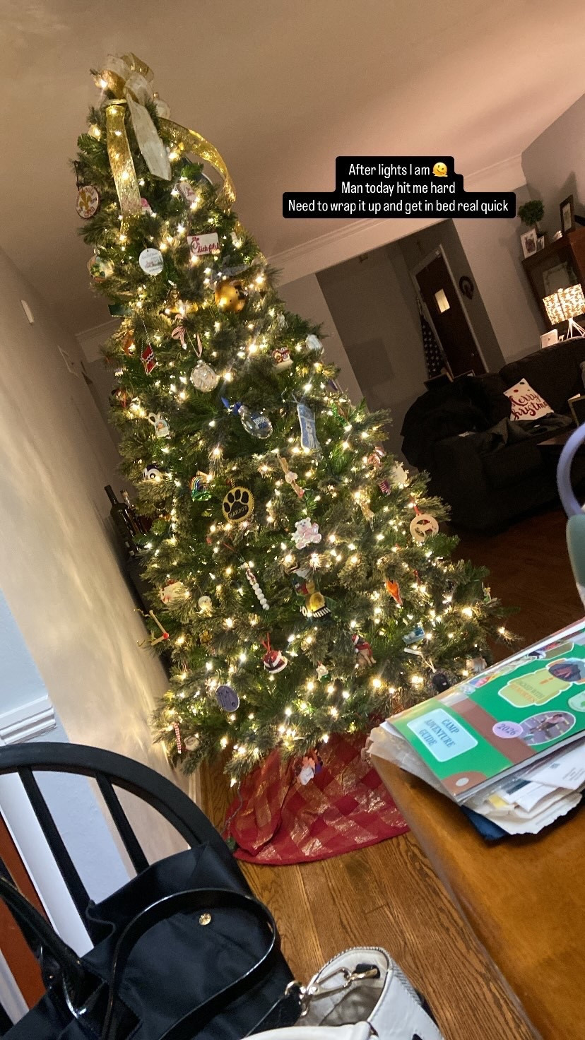 After lights I am 🫠
Man today hit me hard 
Need to wrap it up and get in bed real quick


Tagged my Christmas tree 

#LTKHoliday #LTKHome