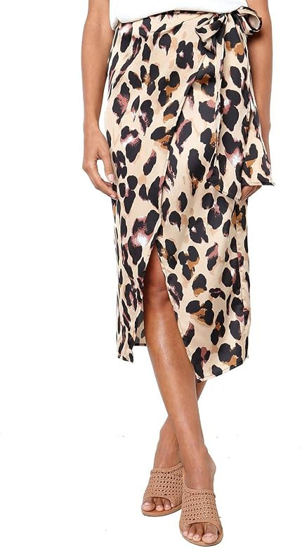 Junxiang Women's Sexy Leopard Print High Waist Pencil Midi Skirt Khaki at Amazon Women’s Clothi... | Amazon (US)