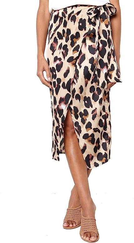 Junxiang Women's Sexy Leopard Print High Waist Pencil Midi Skirt Khaki at Amazon Women’s Clothi... | Amazon (US)