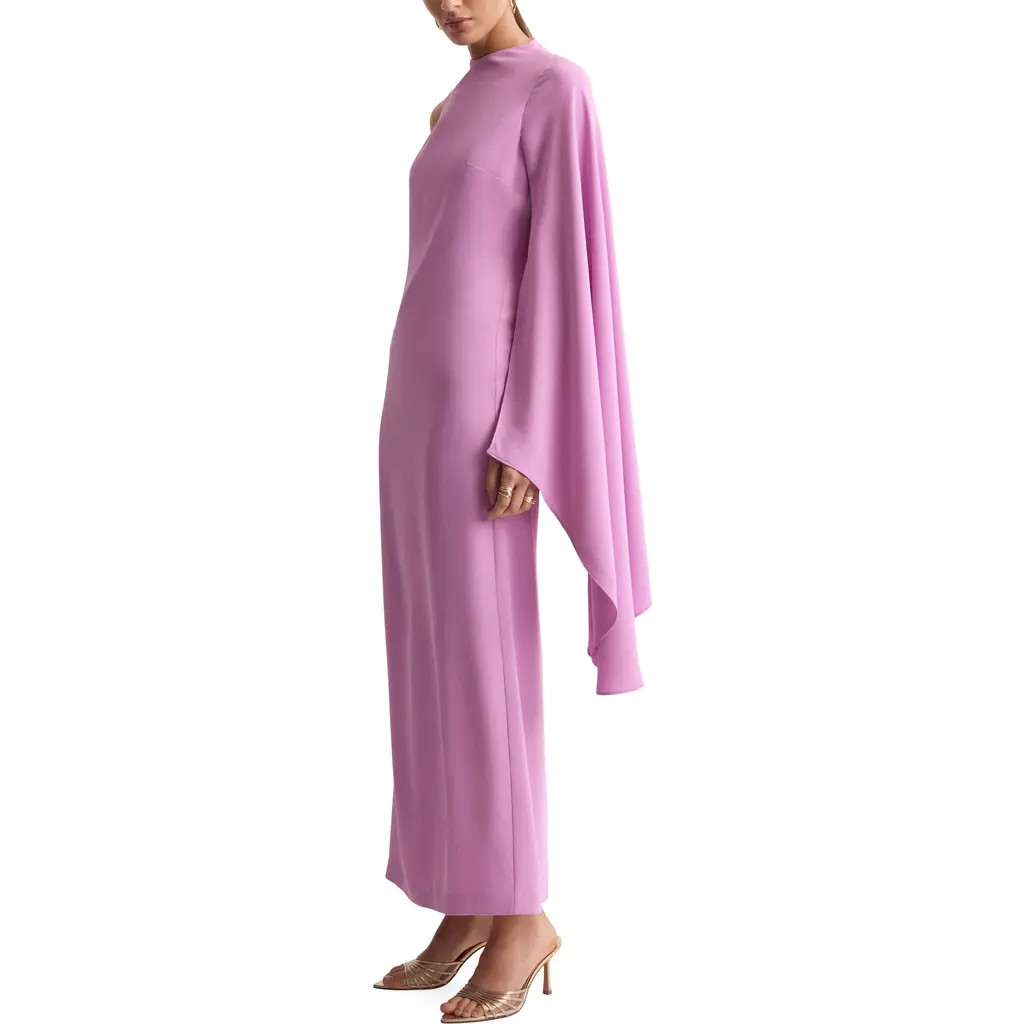 MANGO One-Shoulder Cape Maxi Dress in Light/Pastel Purple at Nordstrom, Size 6 | Nordstrom