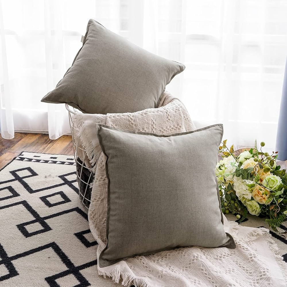 Jeanerlor Set of 2 20"x20" Pillowcase Cousion Cover Decor Cotton Linen with Unique Design to Embe... | Amazon (US)