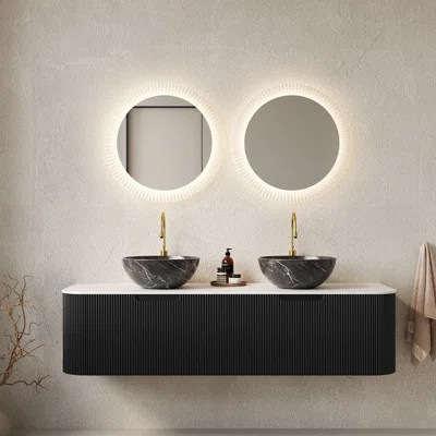 Elegant Black Vanity Set For Modern Bathrooms, Featuring Durable Ceramic Basins And Premium Plywood, Perfect For Contemporary Home Decor | Wayfair North America