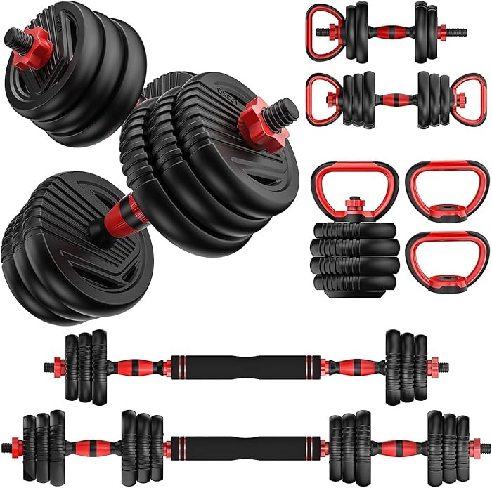 Adjustable Dumbbells, 20/30/45/70/90lbs Free Weight Set with Connector, 4 in1 Dumbbells Set Used ... | Amazon (US)