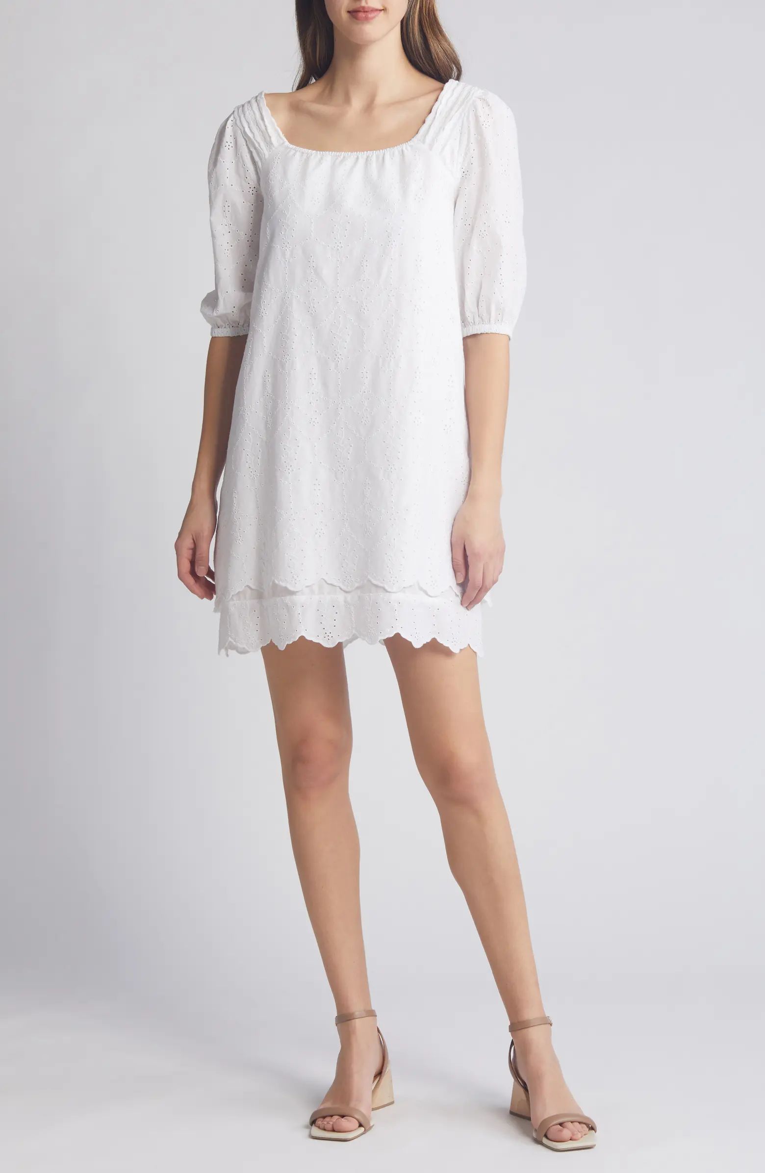 Caslon® Eyelet Cotton Shift Dress | Nordstrom | Nordstrom