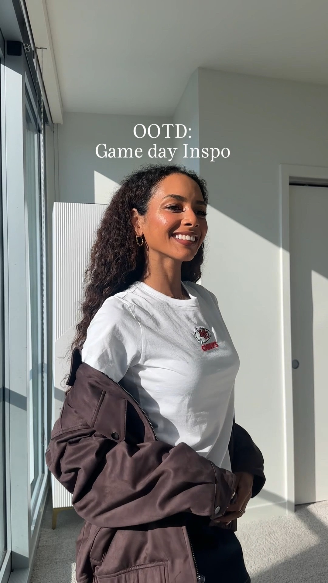 Game day but make it fall chic! I’m wearing my Chiefs top with a belted mini skort, brown boots, and a matching brown jacket! The perfect cozy yet cute look for cheering on the team this season 🍂🏈

Top: XXS
Skort: 23
Jacket: XS (size up for an oversized look)

Chiefs outfit, game day ootd, fall outfit Inspo

#LTKSeasonal #LTKFindsUnder100 #LTKStyleTip