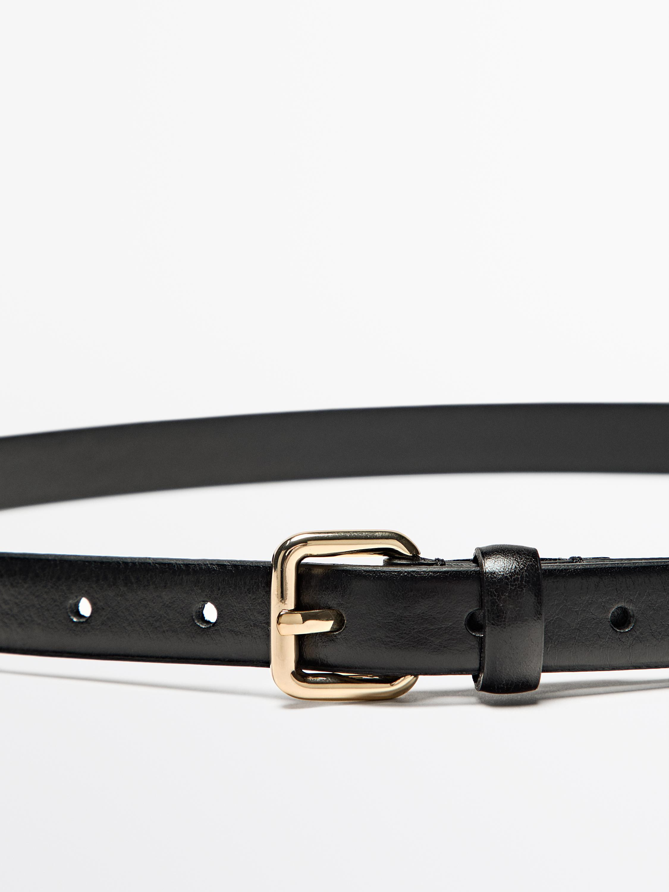 Leather belt with square buckle | Massimo Dutti UK