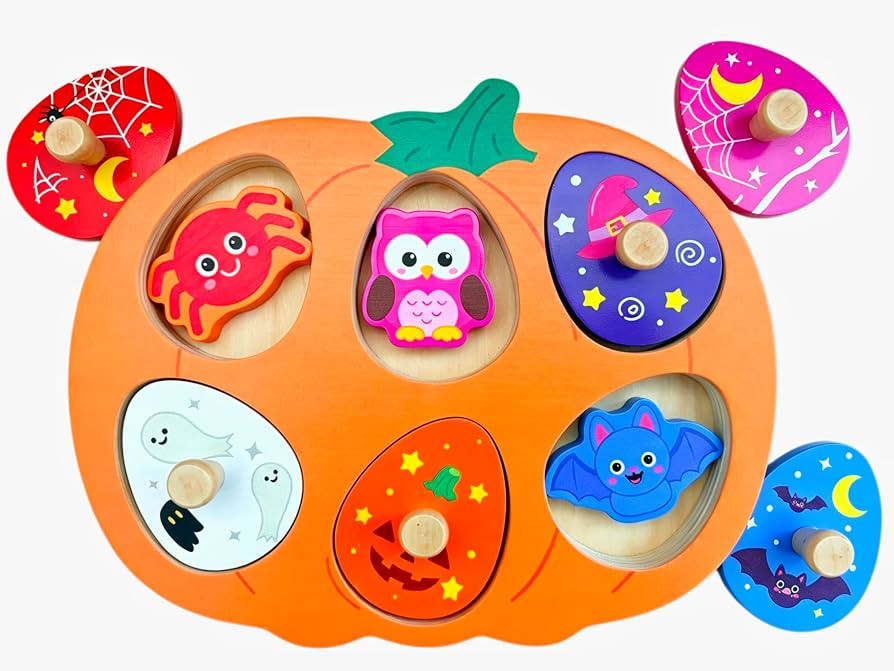 Montessori Toys for 1 2 3 Year Old Toddlers, Halloween Wooden Peg Puzzle | Amazon (US)