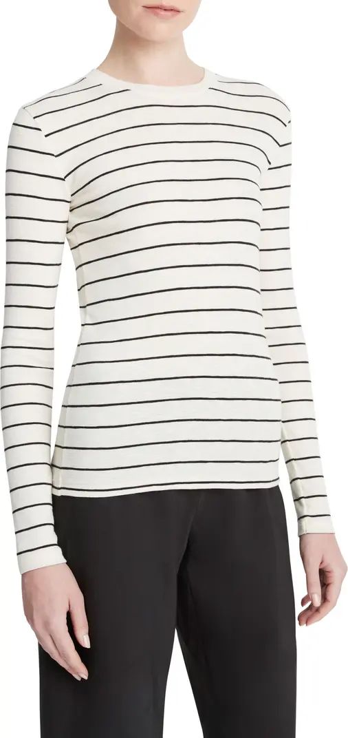 Stripe Long Sleeve Cotton & Modal Crewneck Top | Nordstrom