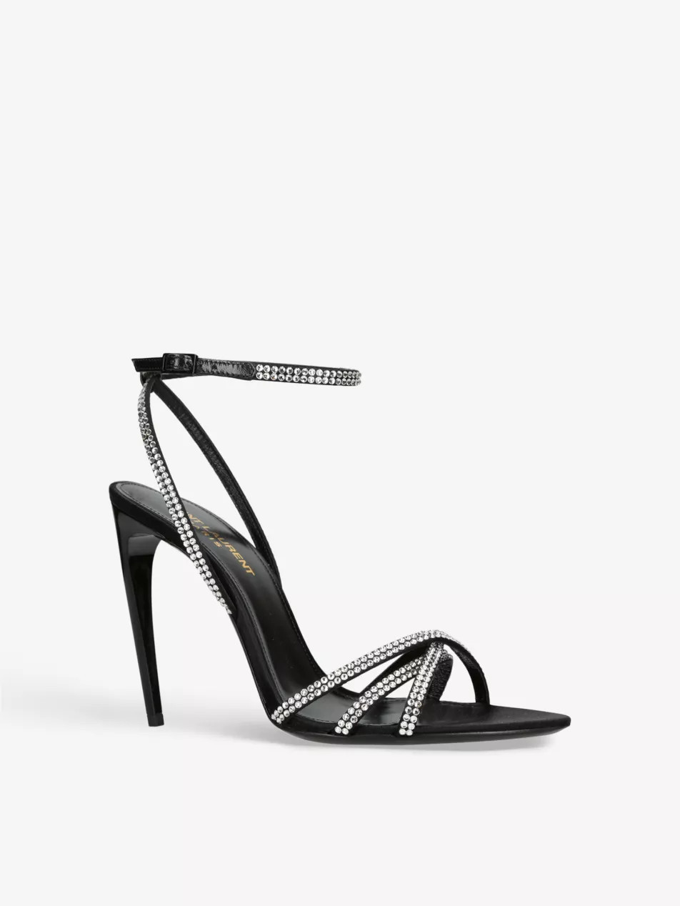 Gippy 105 crystal-embelllished leather heeled sandals | Selfridges