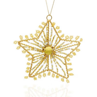 Gloria Duchin Gold Beaded Star Tree Ornament | Target