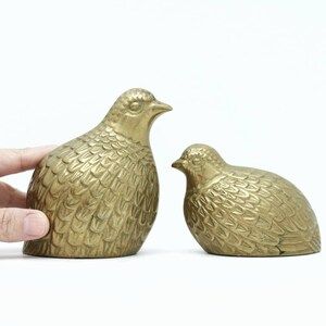 Brass Quail Figurines-Brass Bird Paperweights-Brass Bird Figurine-Bird Ornament-Family of 3 quail... | Etsy (US)