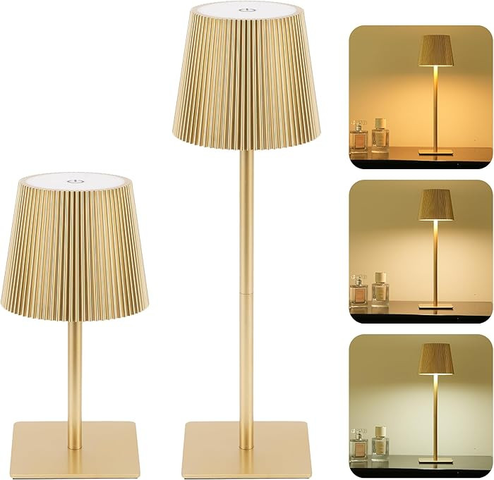 LUTEC 2 Pack Cordless Table Lamp,6000mAh Rechargeable Battery Operated Desk Lamp,Two Adjustable H... | Amazon (US)