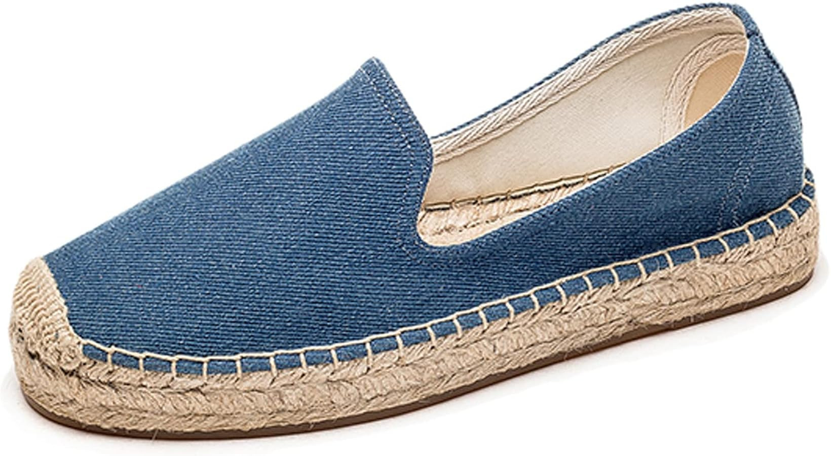 U-lite Women's Classic Slip on Flat Shoes Casual Cap-Toe Platform Simple Espadrille Canvas Loafer... | Amazon (US)