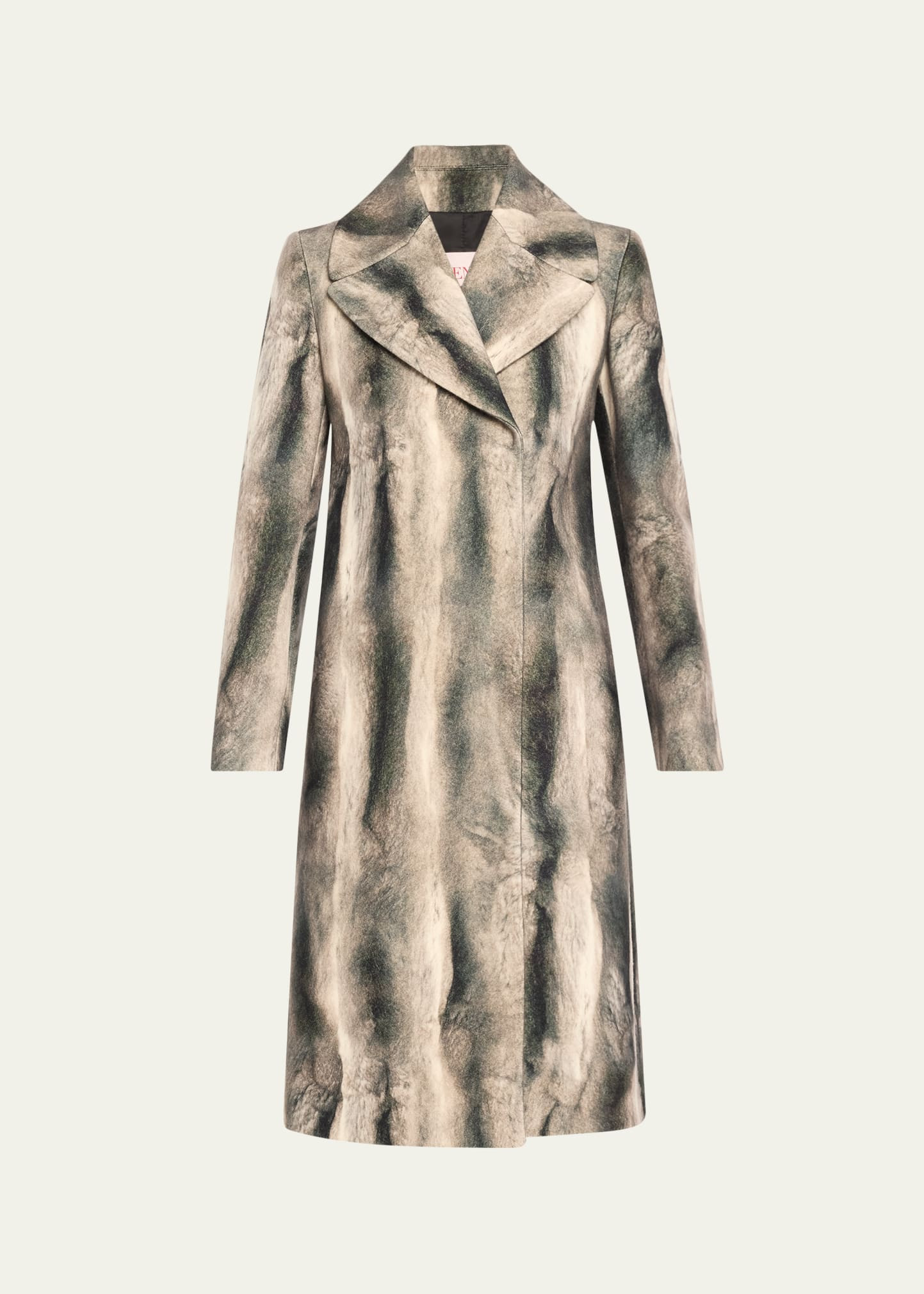 Valentino Garavani Printed Faux Fur Double-Breasted Belted Wool Coat | Bergdorf Goodman