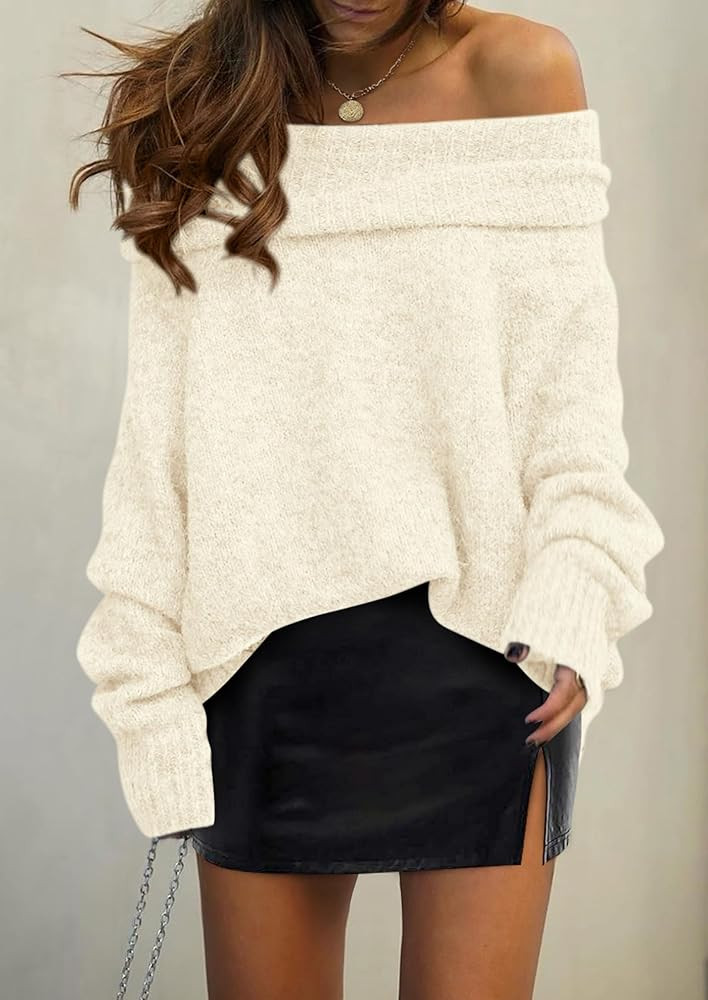 PRETTYGARDEN Women's Sweaters Fall Off The Shoulder Pullover 2025 Batwing Sleeve Loose Winter Kni... | Amazon (CA)
