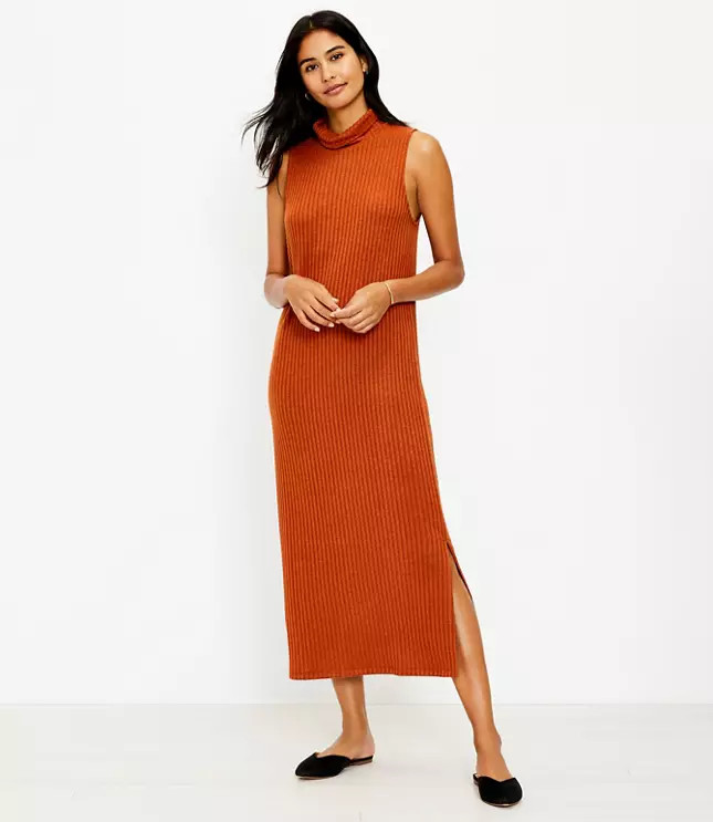 Sleeveless Turtleneck Midi Dress | LOFT