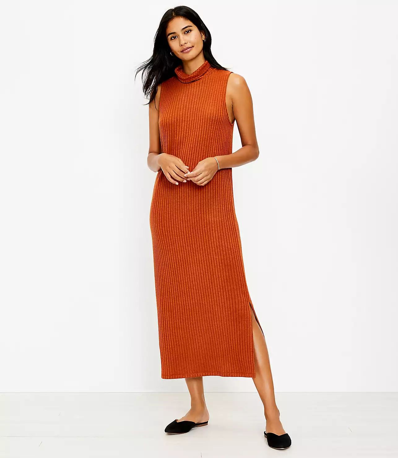 Sleeveless Turtleneck Midi Dress | LOFT