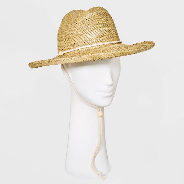 Women's Open Weave Straw Fedora Hat with Chin Strap - Universal Thread™ | Target
