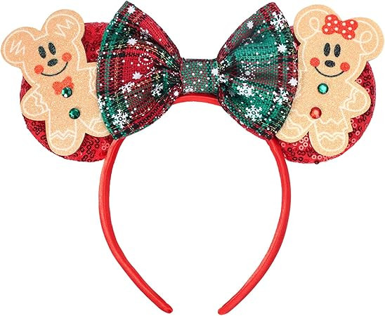 Christmas Mouse Ears Headband, Christmas Ears for Women Adult Kids, Christmas Headband Park Ears ... | Amazon (US)