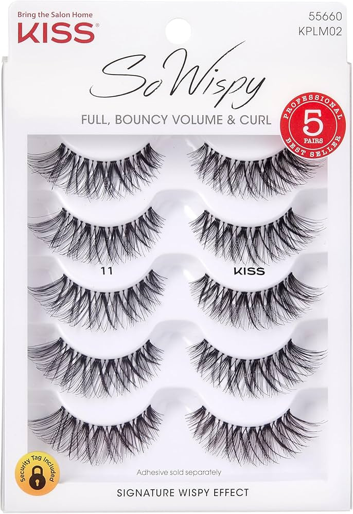 KISS So Wispy, False Eyelashes, 'Style #11', 12 mm, Includes 5 Pairs Of Lashes, Contact Lens Frie... | Amazon (US)