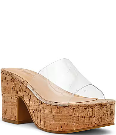 Steve Madden Trippy Clear Platform Block Heel Slide Sandals - 9.5 | Dillard's